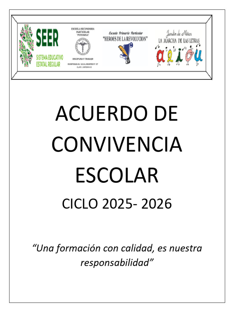 Acuerdo de Convivencia Escolar 2025-2026 | PDF | Escuelas | Educación ...