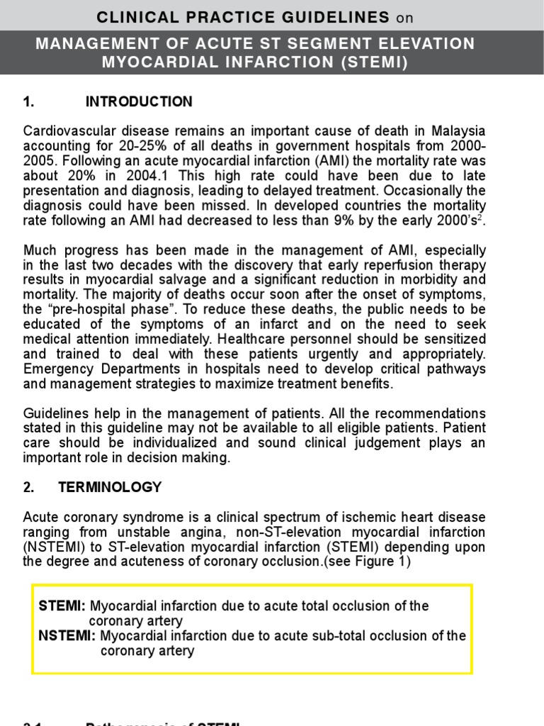 Management of Acute ST Segment Elevation Myocardial Infarction (Stemi ...