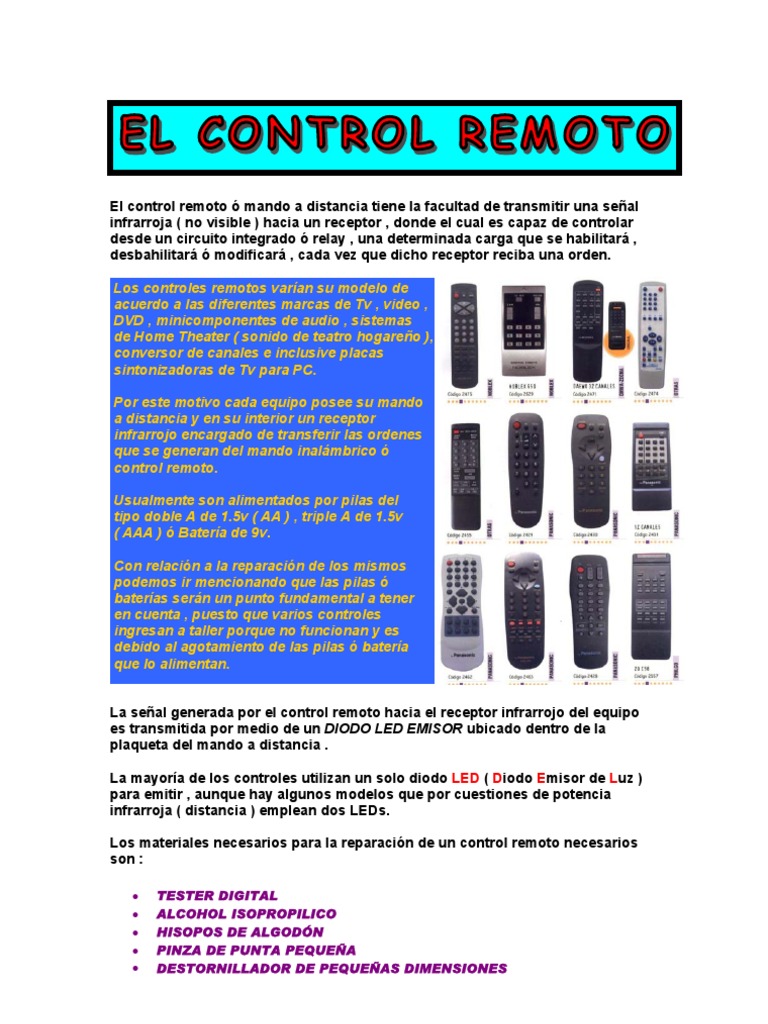 Reparación y componentes de controles remotos | PDF | Transistor ...