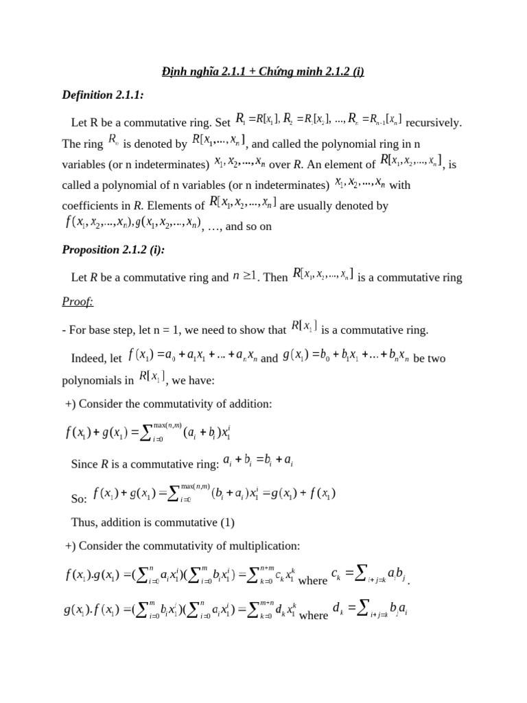 Polynomial Rings in Commutative Algebra | PDF