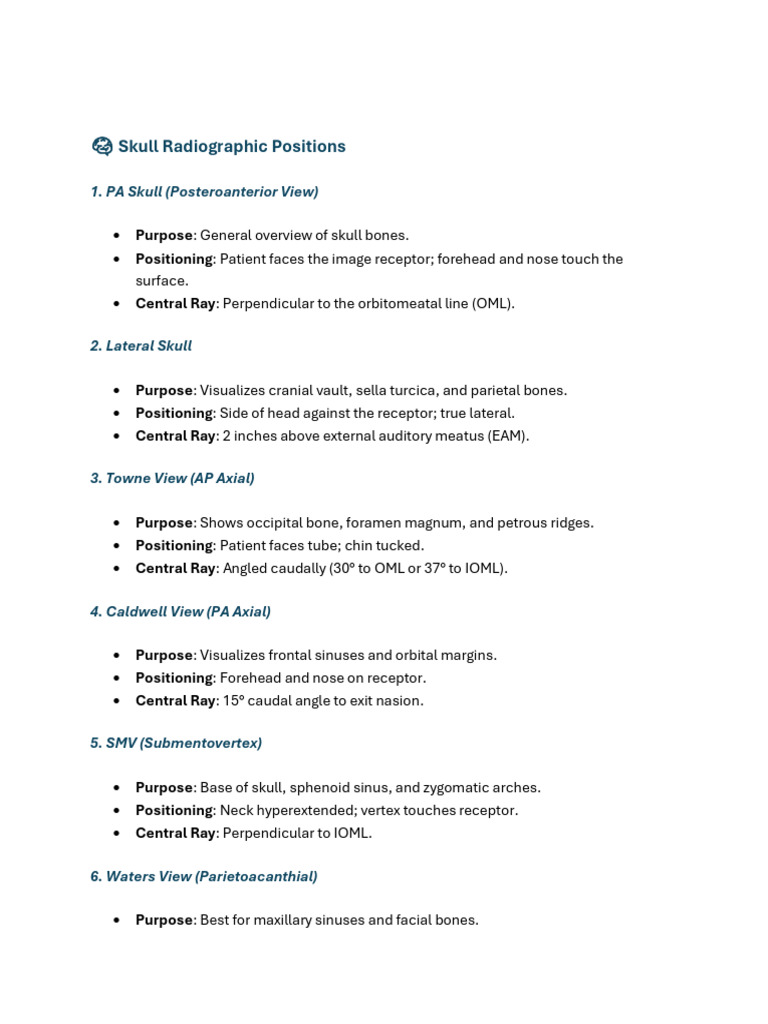 Radiographic Positioning Introduction | PDF | Skull | Musculoskeletal ...