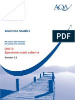 Business Studies: Unit 2: Specimen Mark Scheme