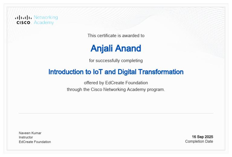 Introduction to IoT Certificate Anjaliananddrdz Gmail Com 0691dc1a 1ef4 ...