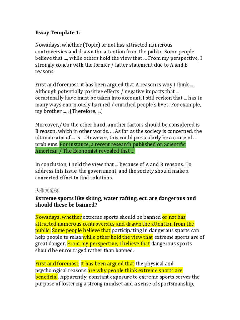 Essay Template for Argumentative Writing | PDF | Reason | Crimes