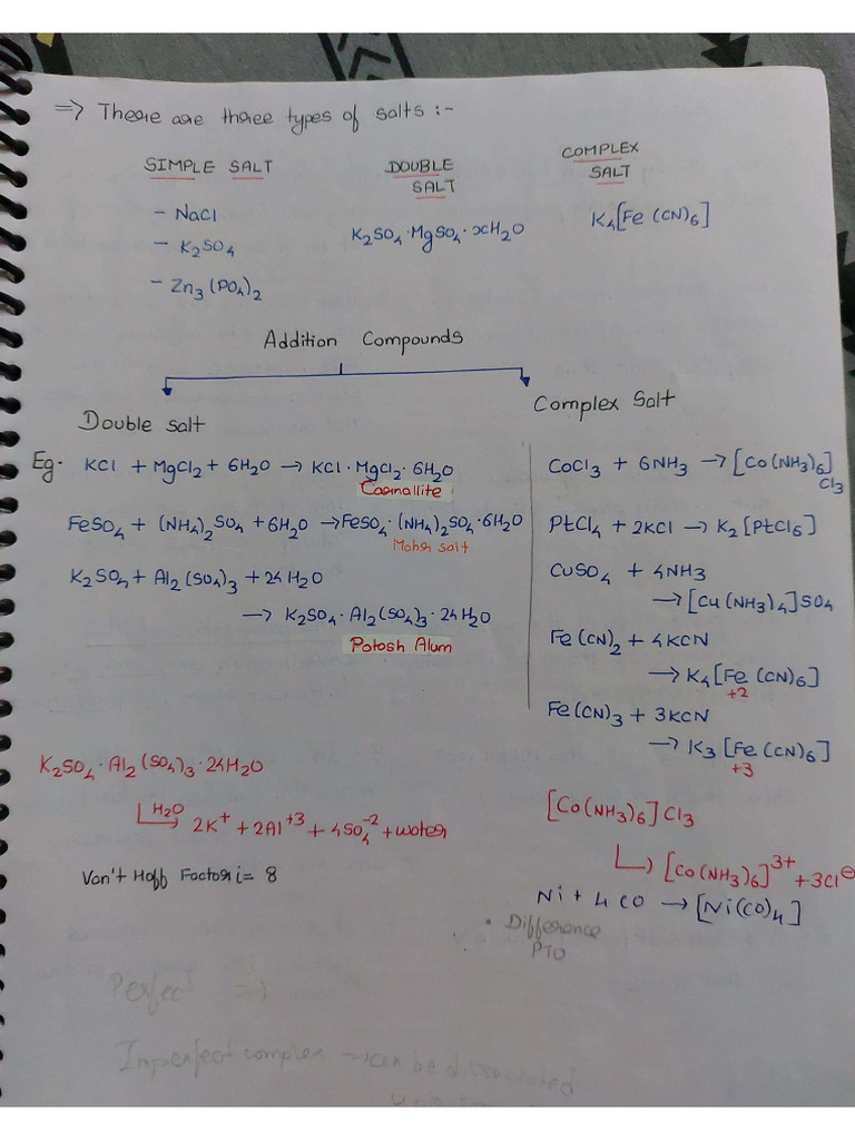 Coordination Compounds Class Notes | PDF
