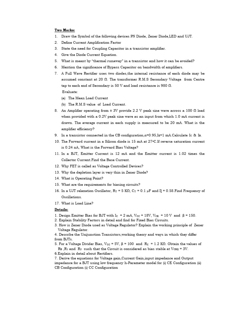 EDC 2025 Important Questions & Answers | PDF