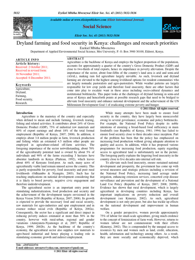 Paper On Dryland Farming | PDF | Agriculture | Food Security