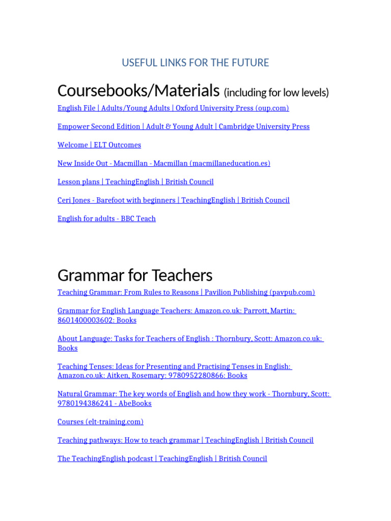 Essential Resources for English Teachers | PDF | English As A Second Or ...