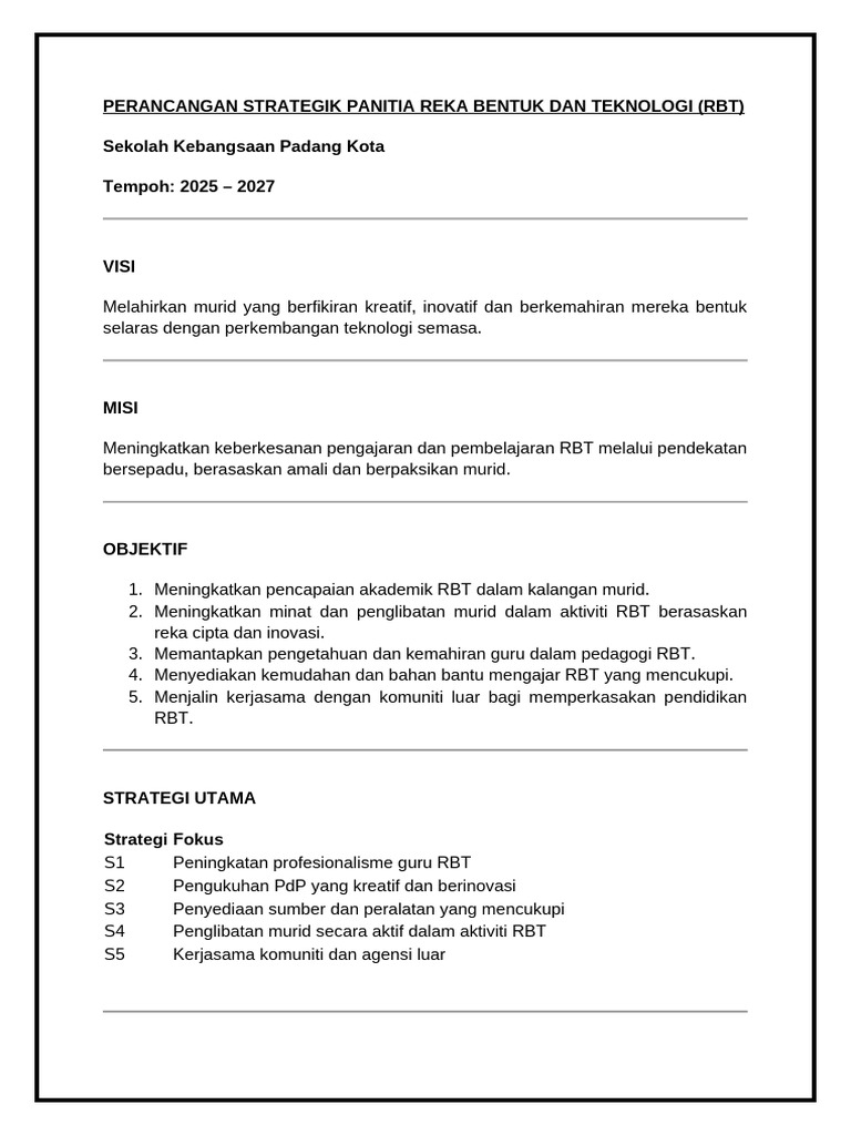 Strategi Pembangunan RBT 2025-2027 | PDF