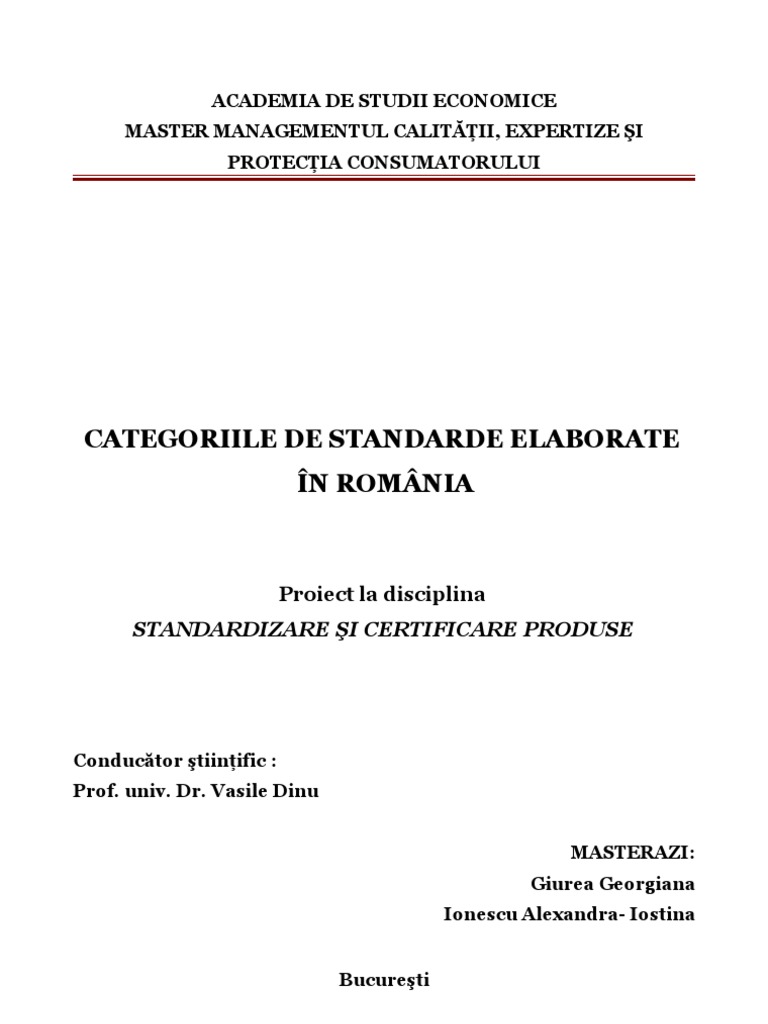 Proiect Standardizare | PDF