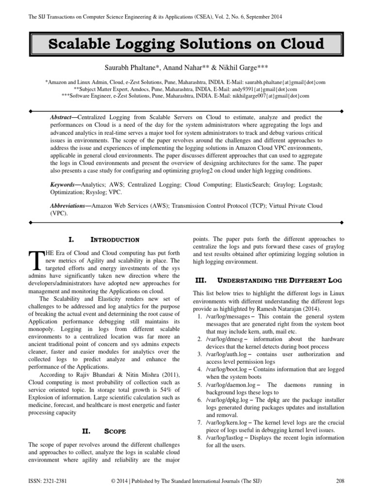 Centralized Cloud Logging Solutions | PDF | Cloud Computing | Scalability