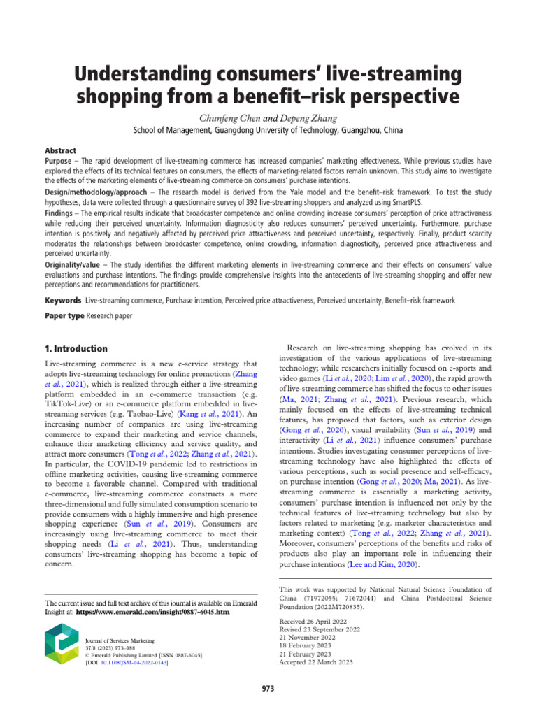 Impact of Marketing on Live-Streaming Shopping | PDF | Marketing | Risk