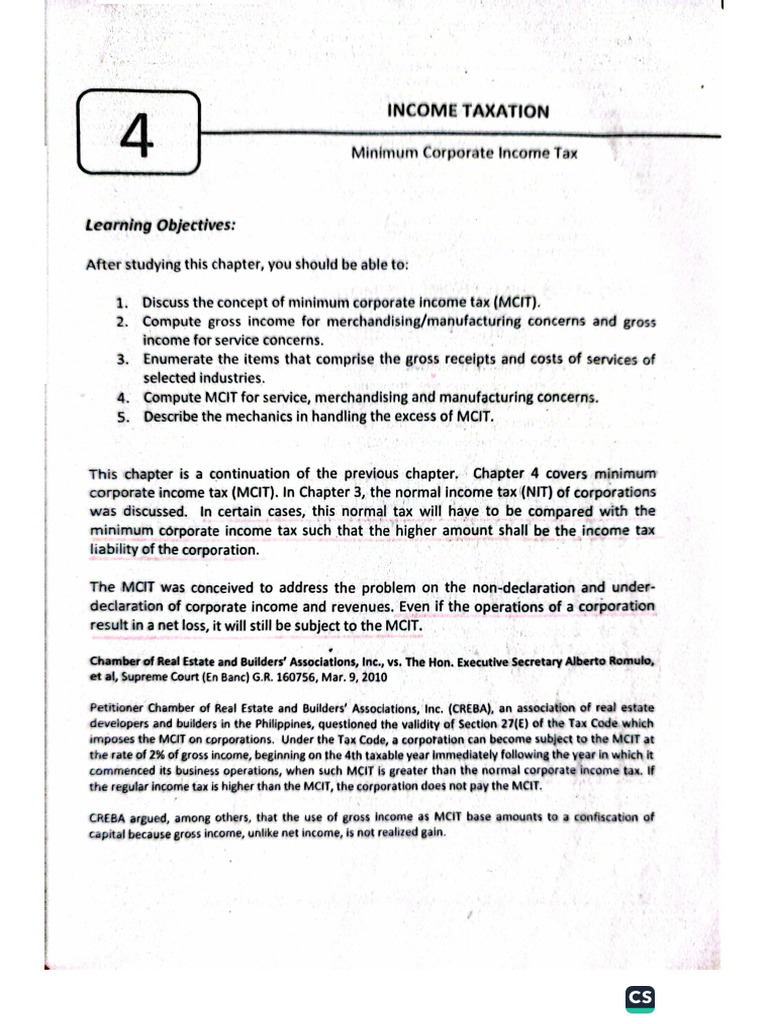 Minimum Corporate Income Tax | PDF