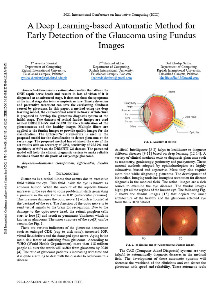 Deep Learning for Early Glaucoma Detection | PDF | Sensitivity And ...