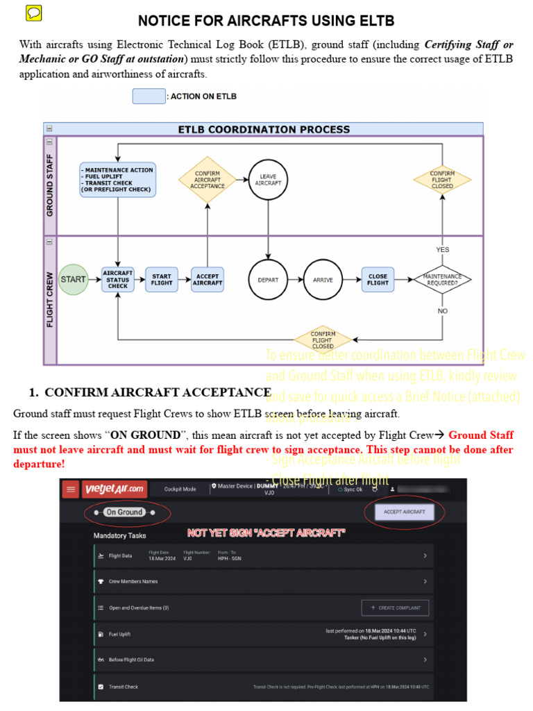 ETLB Usage Procedures for Ground Staff | PDF
