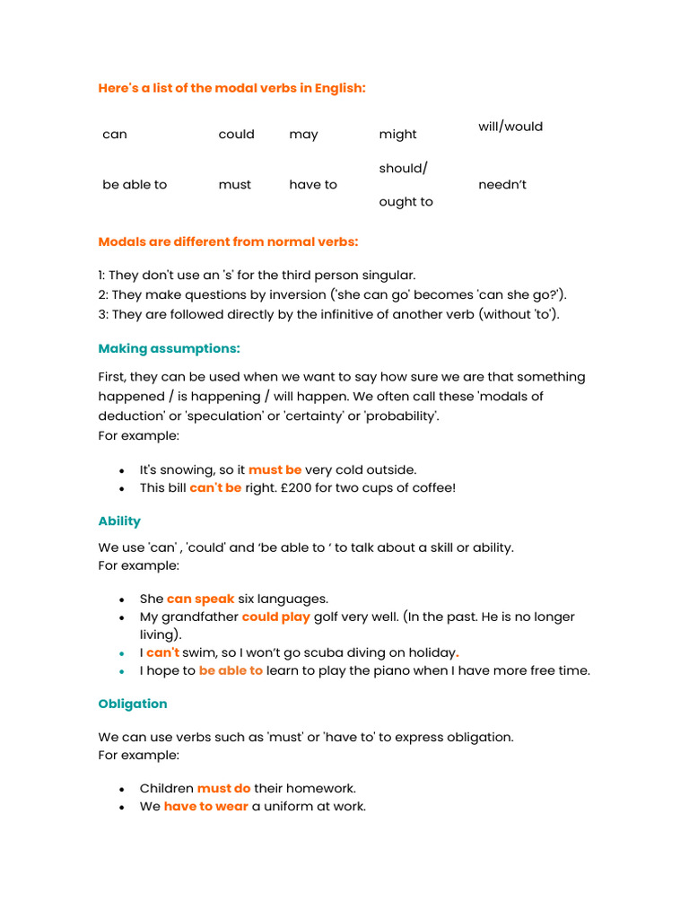 Modals Explained Pdf Semantic Units Linguistics
