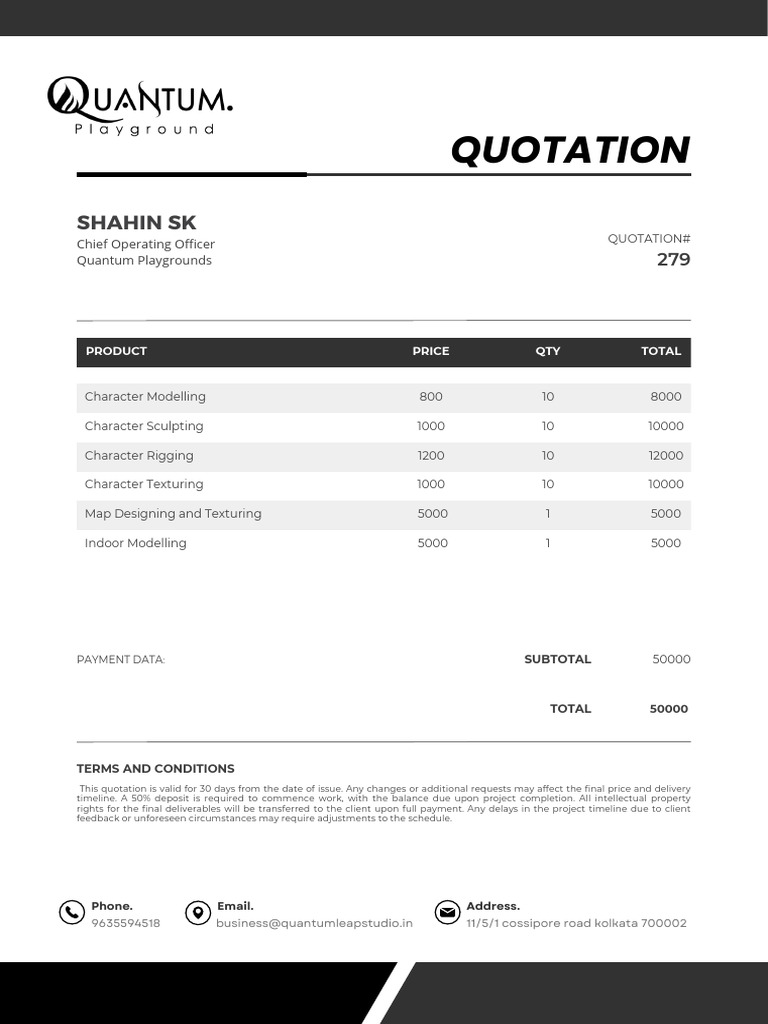 30-Day Quotation for Character Modelling | PDF