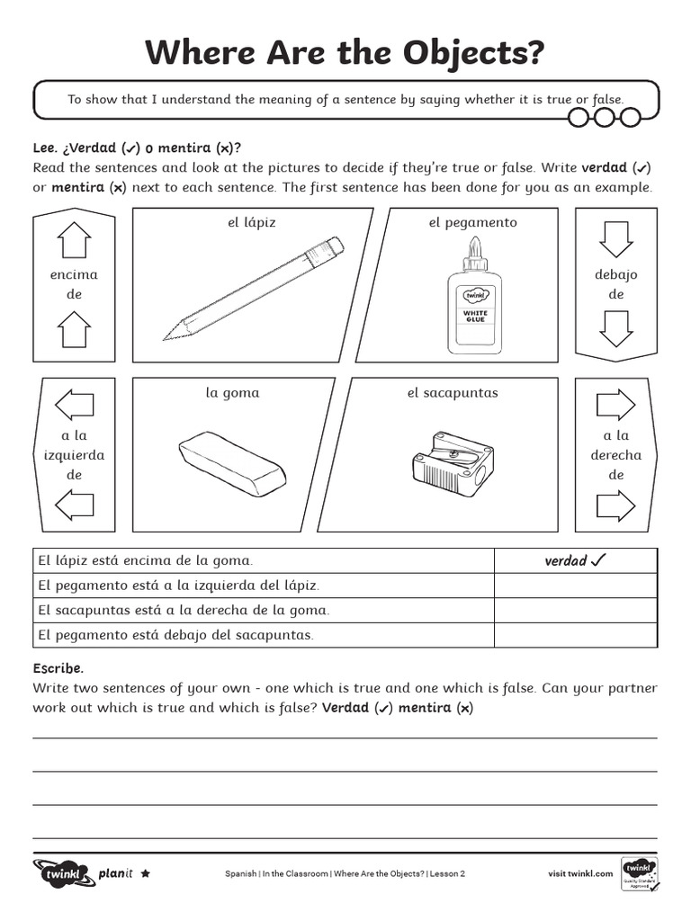 Differentiated Where Are The Objects Activity Sheet | PDF