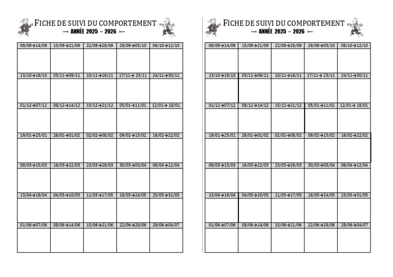 Suivi du comportement 2025-2026 | PDF