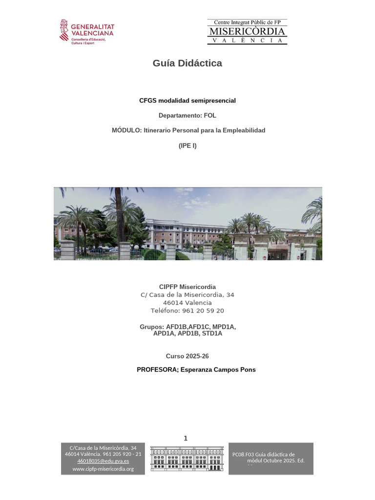 Guía Didáctica IPE I - CIPFP Misericordia | PDF | Derecho laboral ...