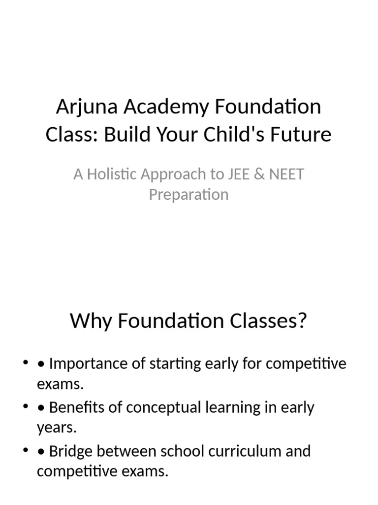 Holistic JEE & NEET Foundation Classes | PDF