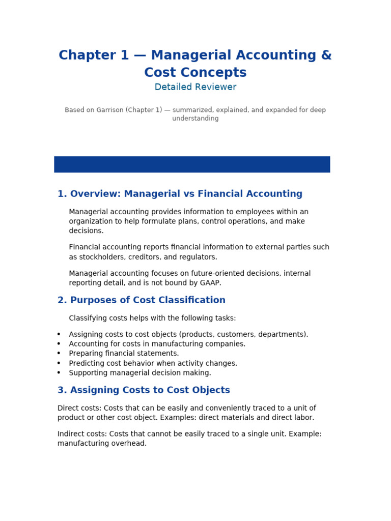Managerial Accounting Cost Concepts Guide | PDF | Cost | Opportunity Cost
