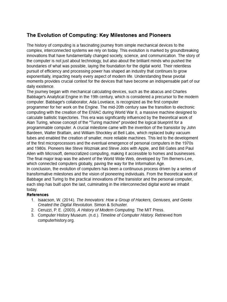 History of Computing Milestones | PDF | Information Age | Computing
