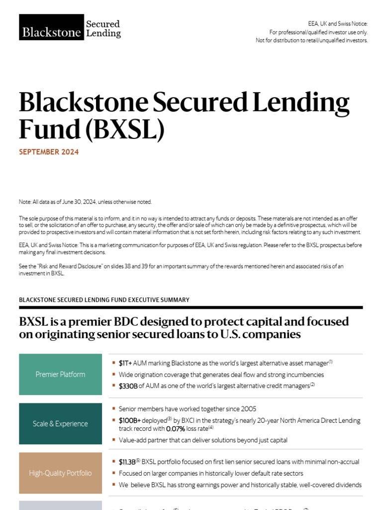 Blackstone Secured Lending Fund Overview | PDF | Investing | Debt