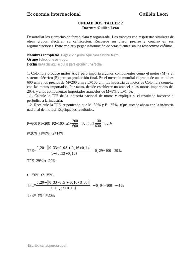 Análisis de Comercio Internacional y Aranceles | PDF | Excedente ...