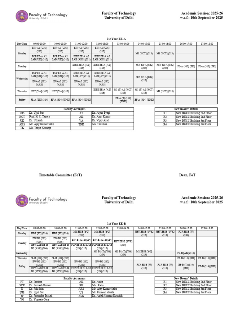 University of Delhi 2025-26 Timetable | PDF
