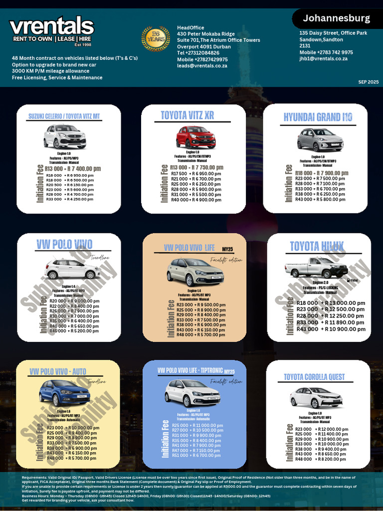 VRentals Car Pricing and Options | PDF | Surety | Cars Of Japan
