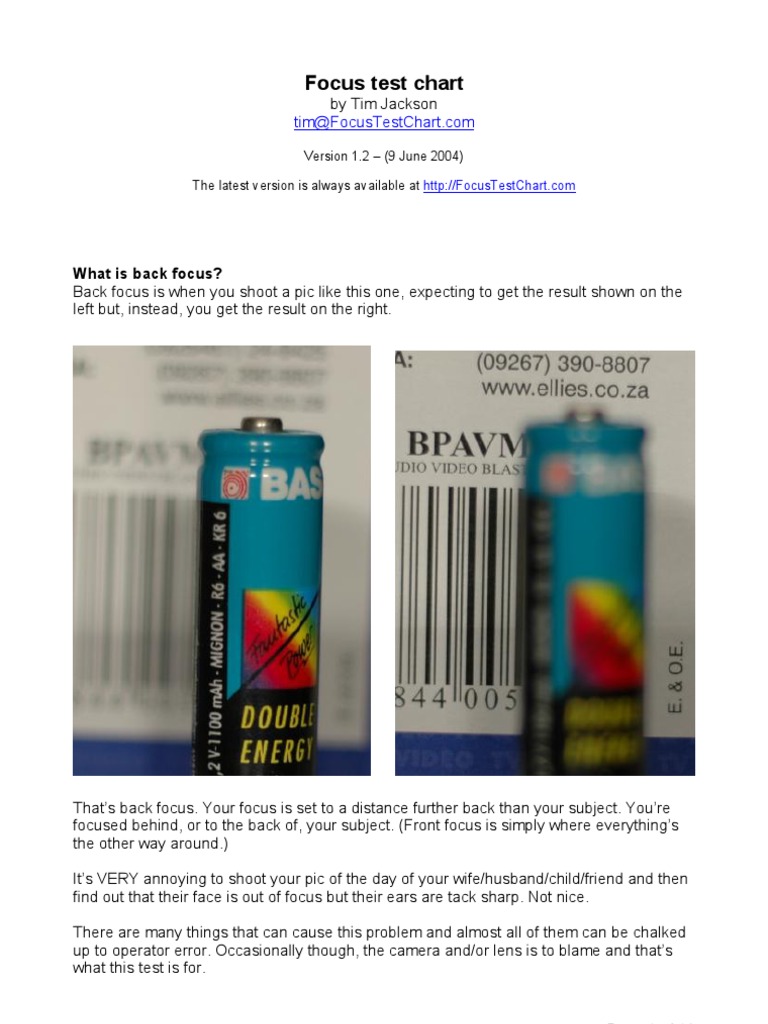 Focus Test Chart What Is Back Focus? Download Free PDF Autofocus Tripod (Photography)