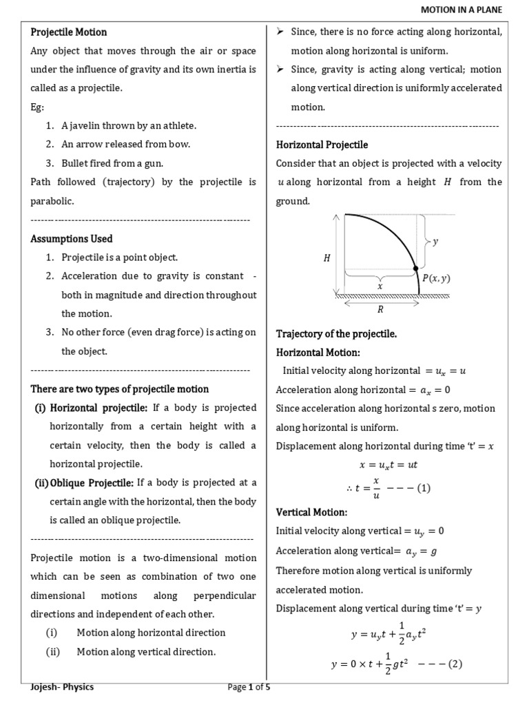 Understanding Projectile Motion in Physics | PDF | Projectiles ...