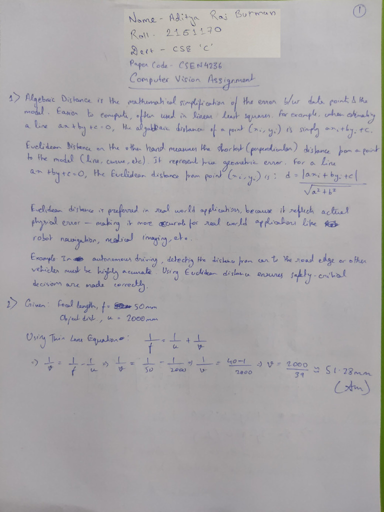 Computer Vision Assignment - 2151182 | PDF