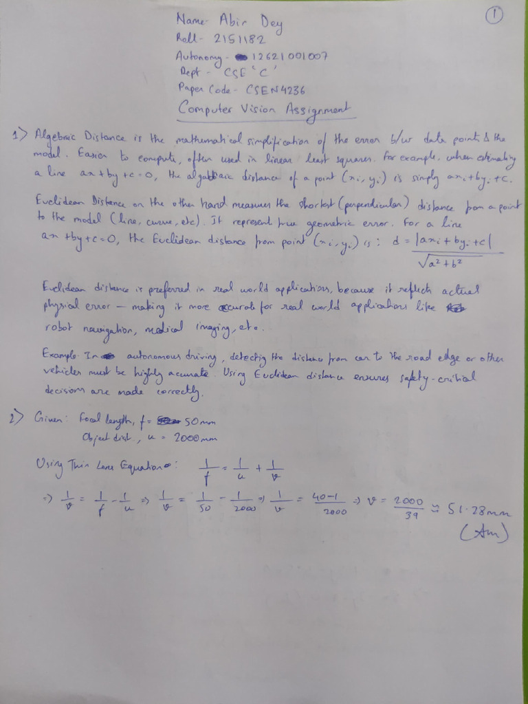 Computer Vision Assignment - 2151182 | PDF