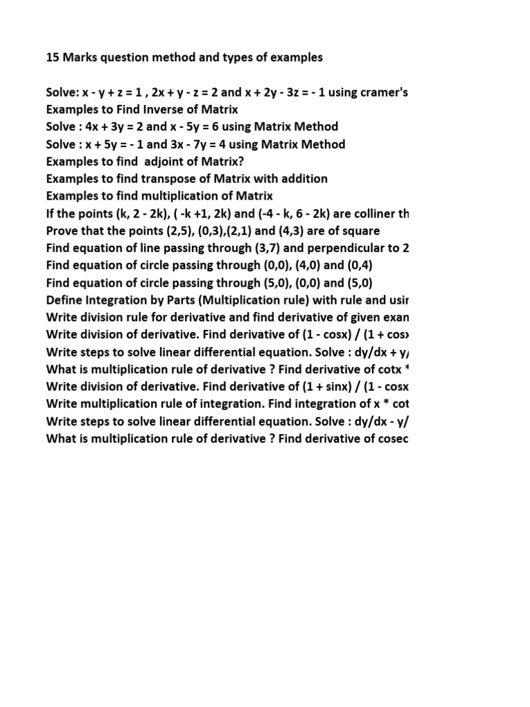 Question Bank For Remedial Mathematics | PDF | Matrix (Mathematics ...