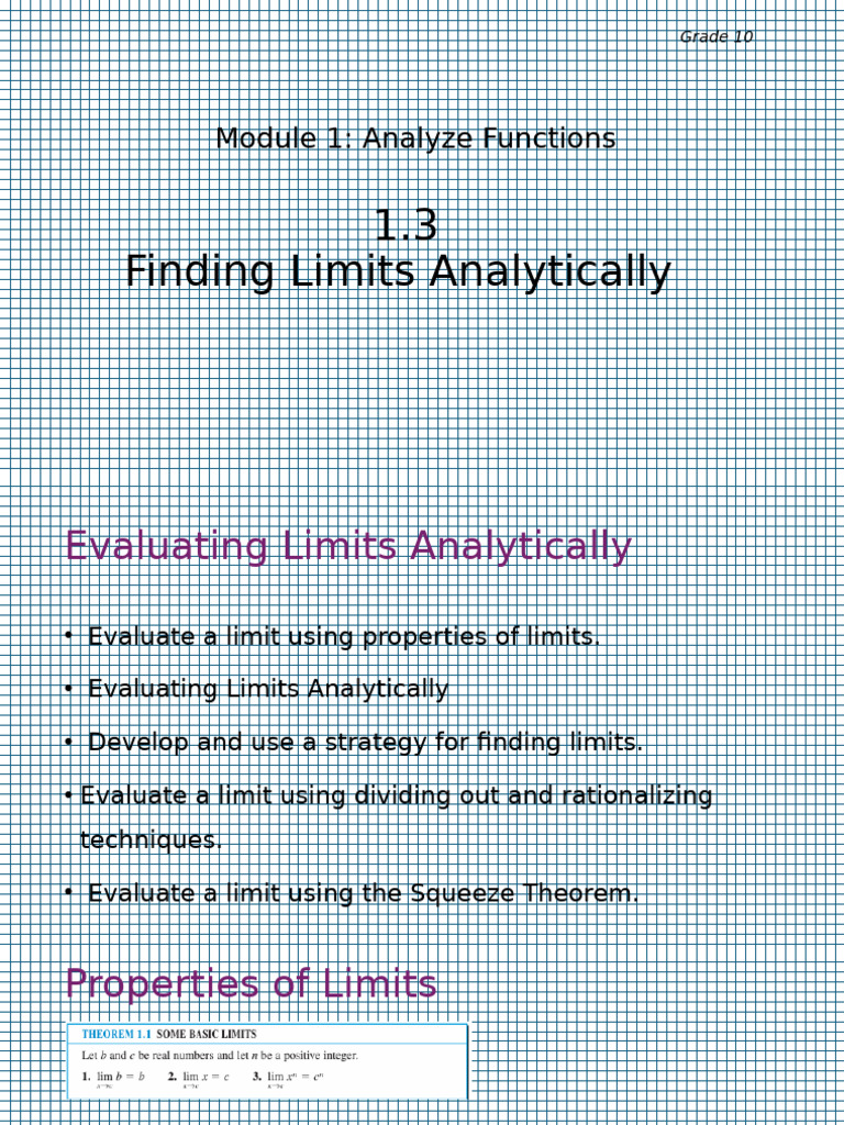 1.3 Evaluating Limits Analytically | PDF