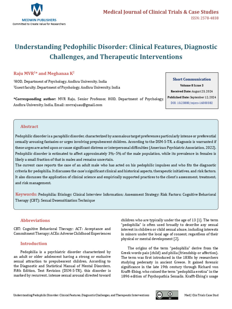 Understanding Pedophilic Disorder: Insights | PDF | Pedophilia | Mental ...