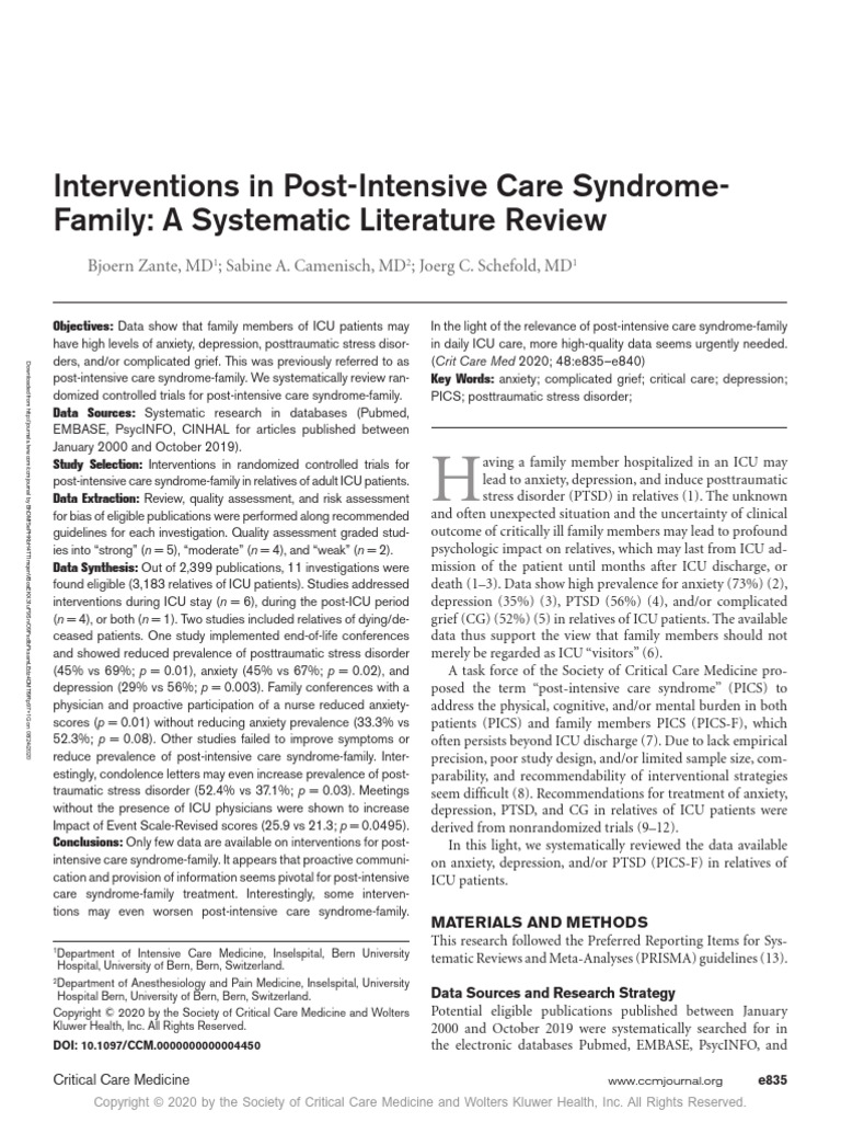 Interventions for ICU Family Anxiety | PDF | Medicine | Clinical Medicine