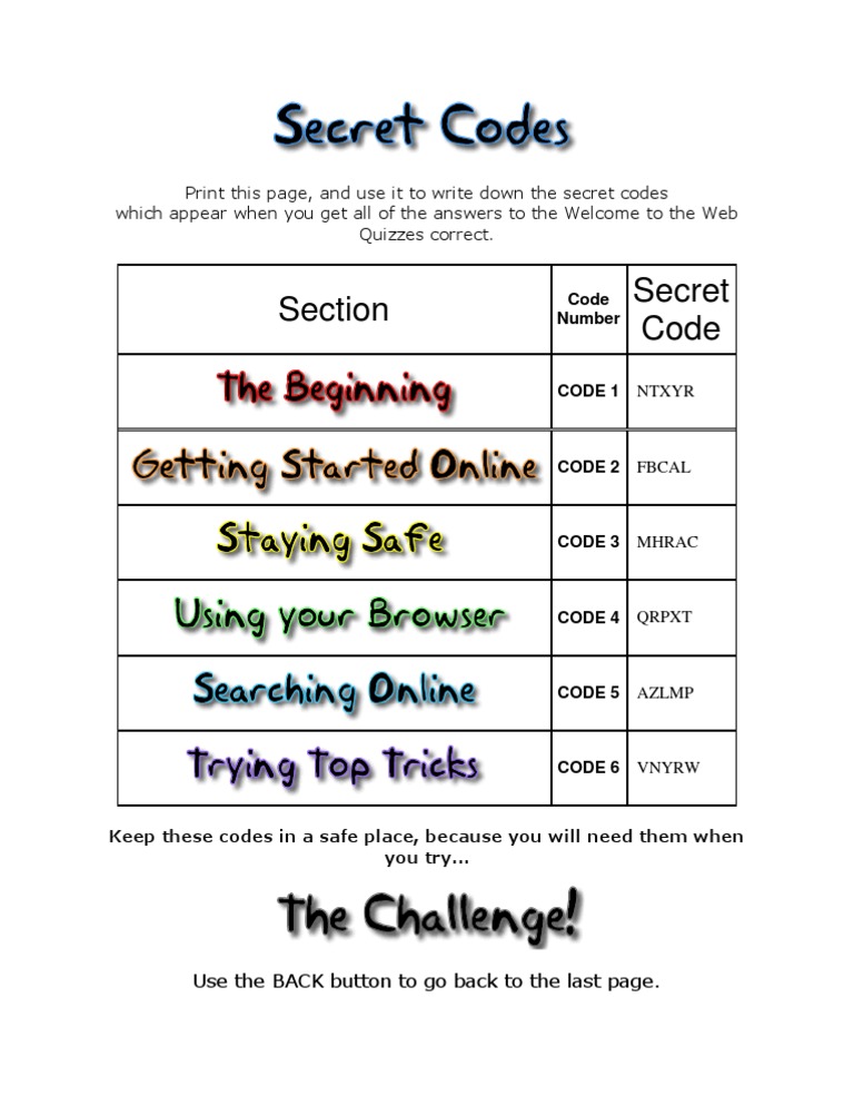 Secret Code Sheet | PDF | Games & Activities