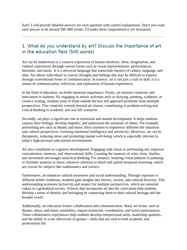 Importance of Art in Education Explained | PDF | Color | Paintings