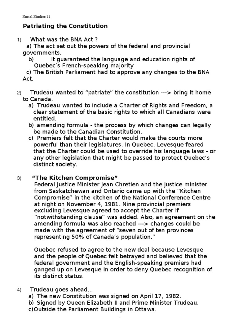 Patriation of Canada's Constitution | PDF | Political Charters | Canada