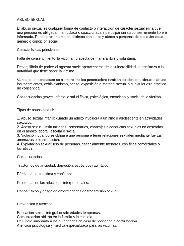 Prevención y Consecuencias del Abuso Sexual | PDF | Abuso infantil ...