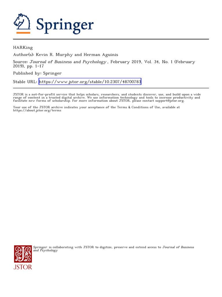 Murphy HARKing 2019 | PDF | Statistics | Hypothesis