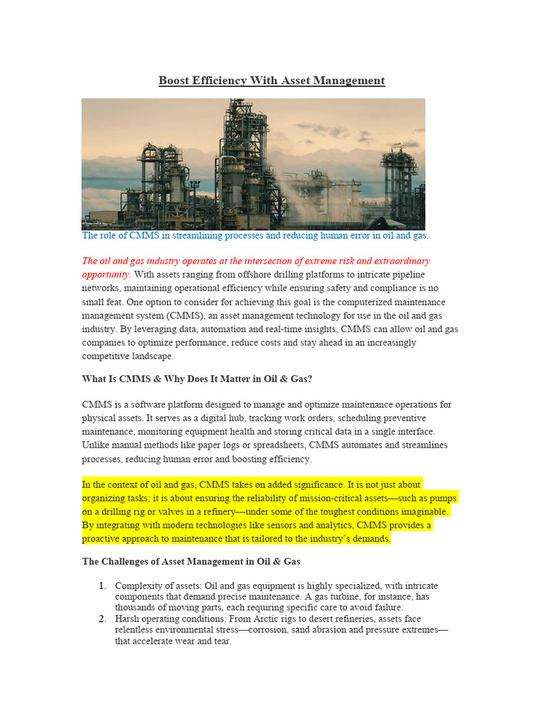 Boost Efficiency With Asset Managment | PDF