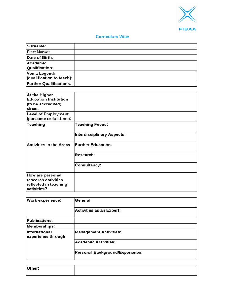 Comprehensive Academic CV Template | PDF