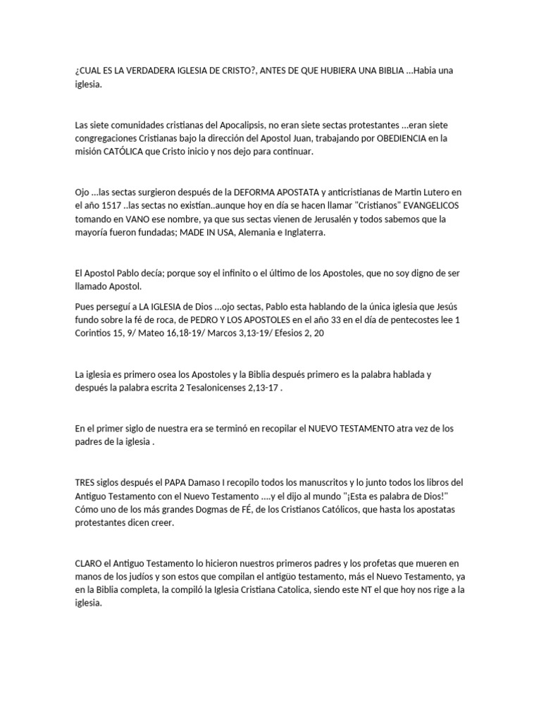 La Verdadera Iglesia de Cristo: Historia y Fe | PDF | Iglesia cristiana ...