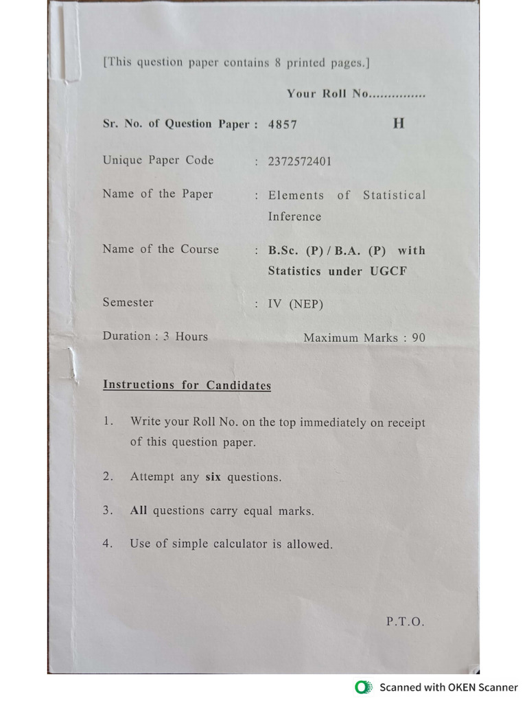 Bap Sem 4 Stats PYQ | PDF