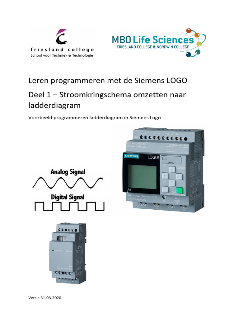 1.leren Programmeren Met de Siemens LOGO - Stroomkringschema Omzetten ...
