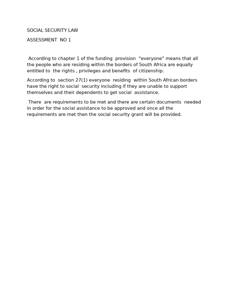 Social Security Assessment No1 | PDF